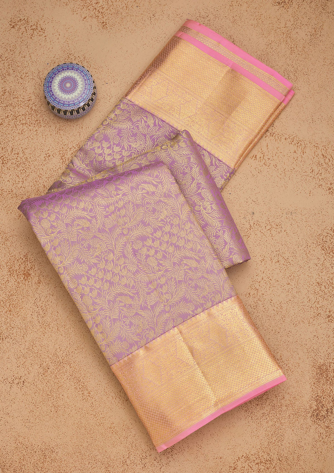 Lavender Zariwork Pure Silk Saree-Koskii