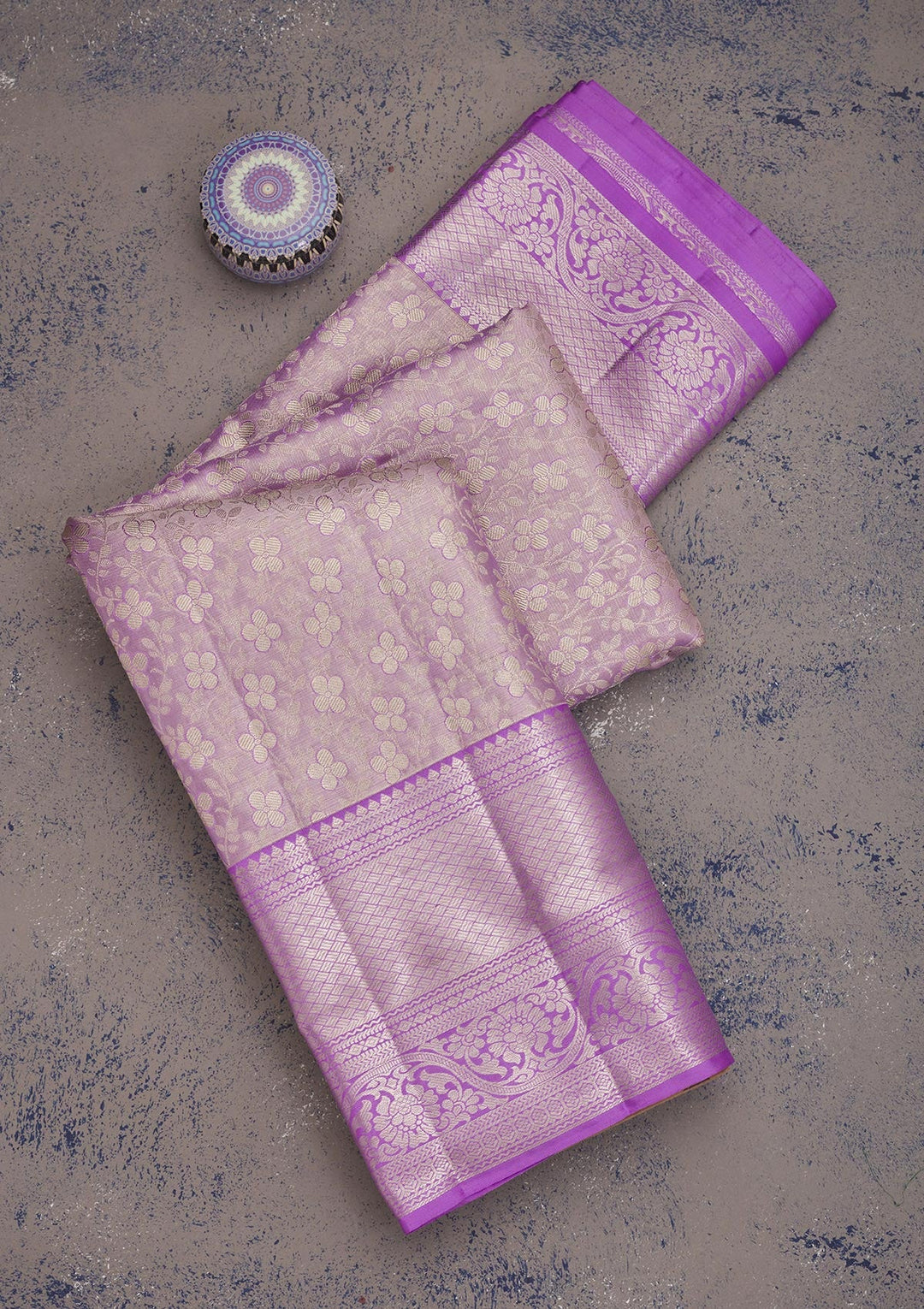 Lavender Zariwork Pure Silk Saree-Koskii