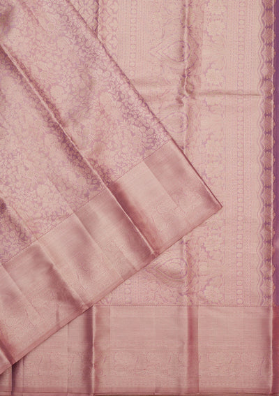 Lavender Zariwork Pure Silk Saree-Koskii