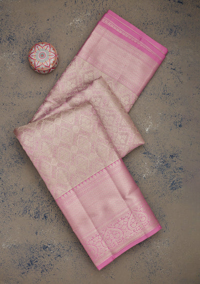 Lavender Zariwork Pure Silk Saree-Koskii