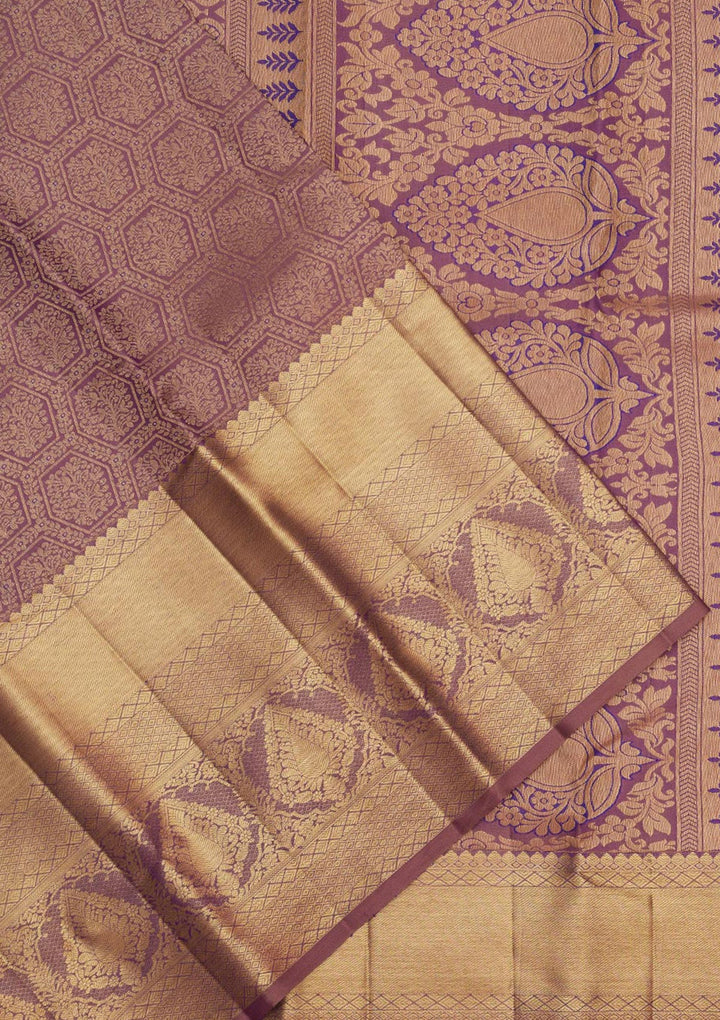 Lavender Zariwork Pure Silk Saree-Koskii