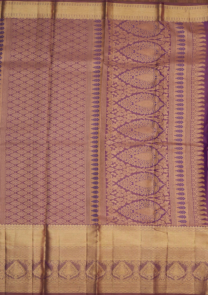 Lavender Zariwork Pure Silk Saree-Koskii