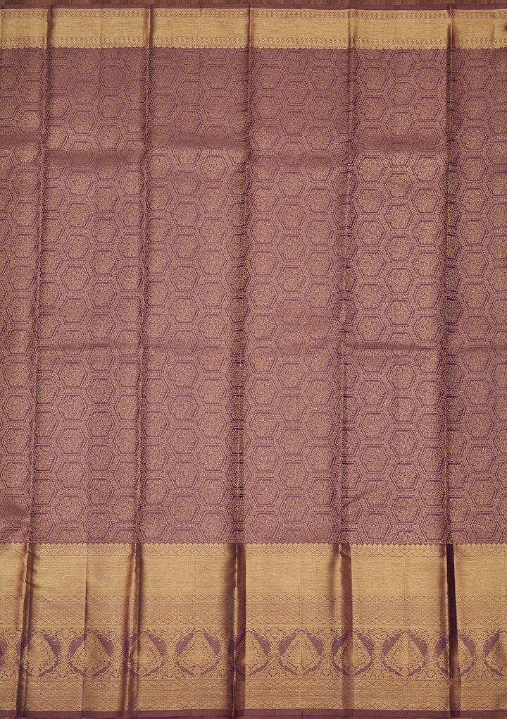 Lavender Zariwork Pure Silk Saree-Koskii