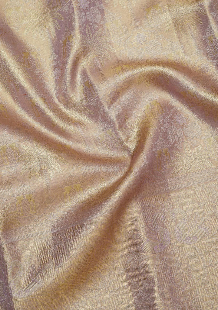 Lavender Zariwork Pure Silk Saree-Koskii