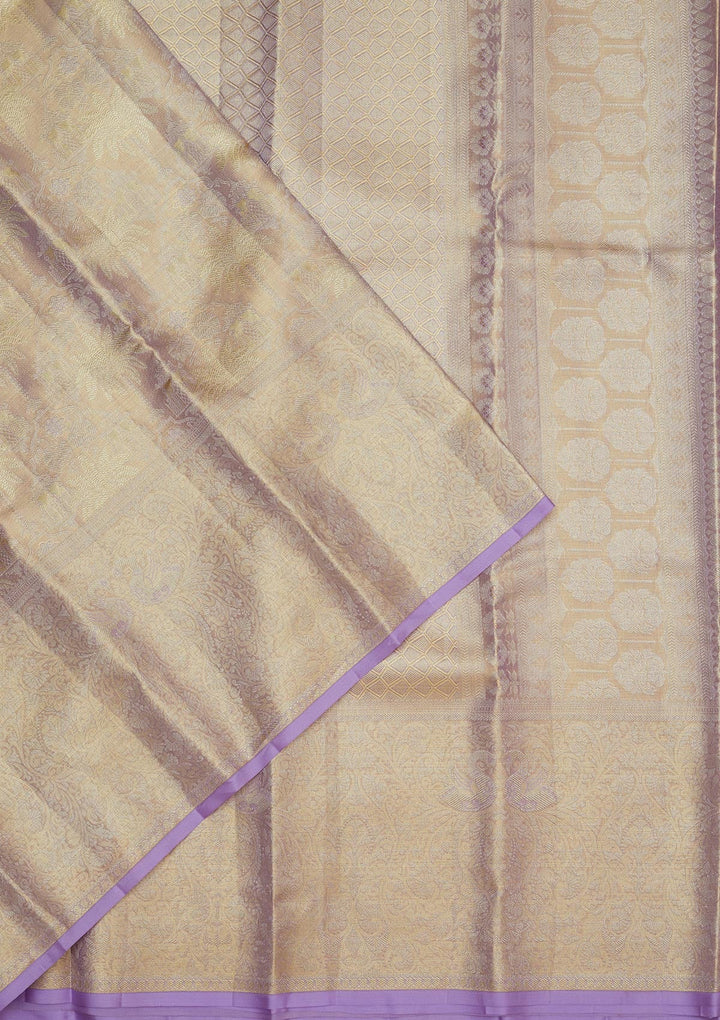 Lavender Zariwork Pure Silk Saree-Koskii