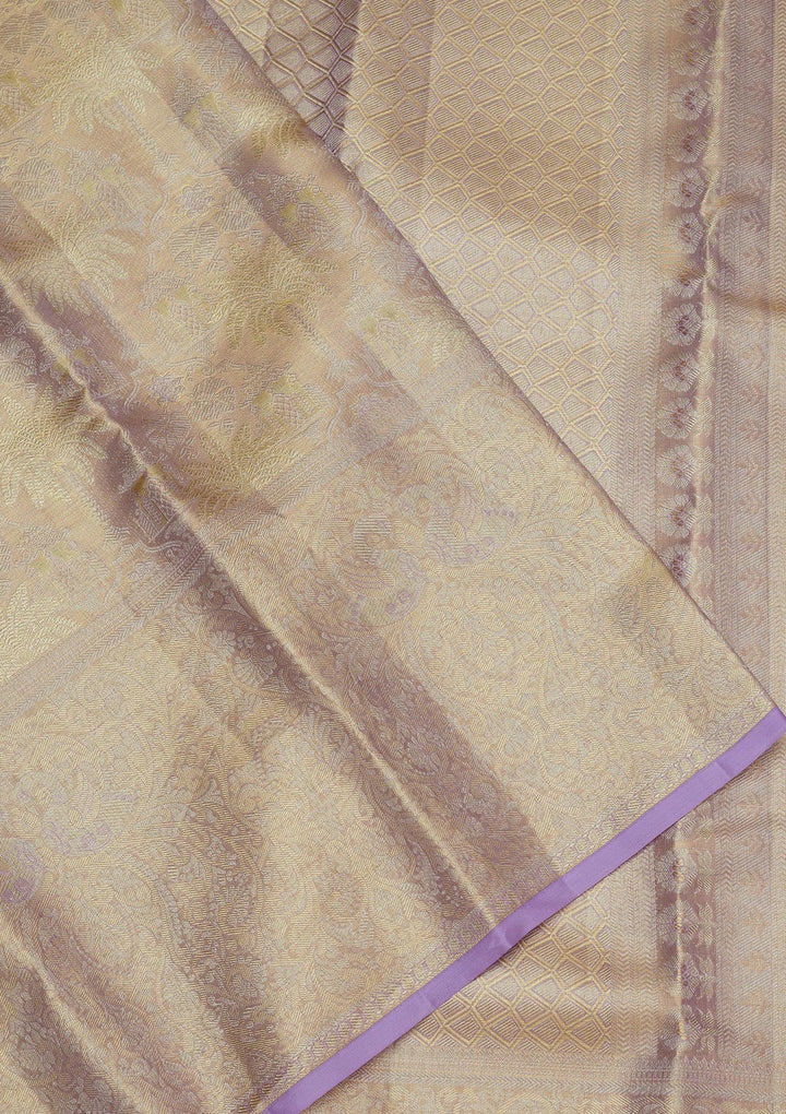 Lavender Zariwork Pure Silk Saree-Koskii