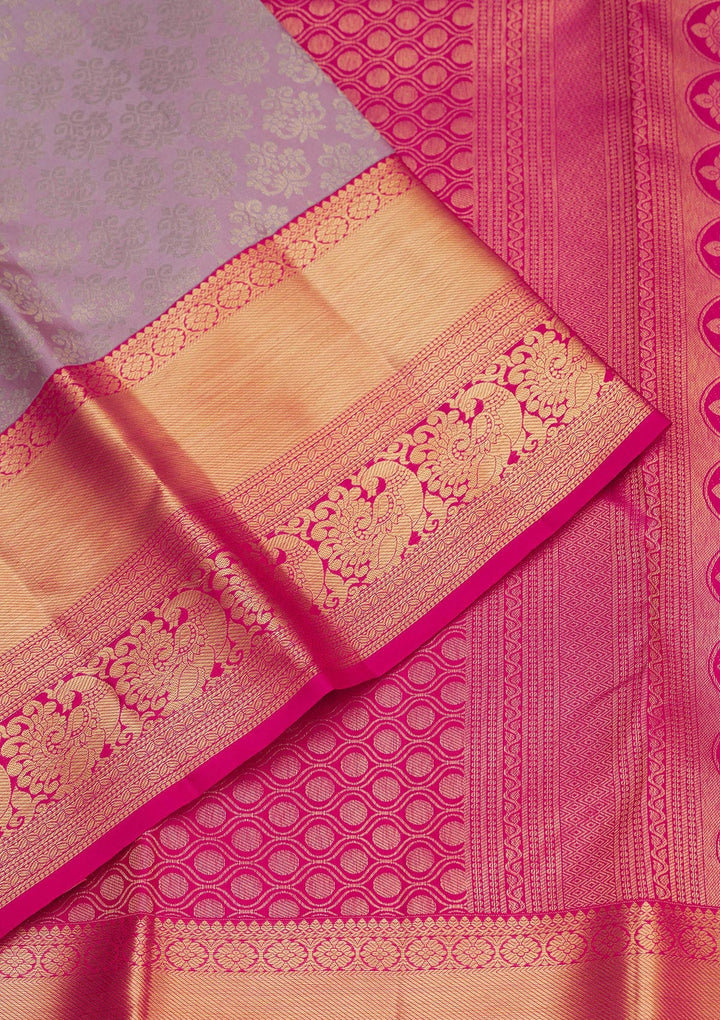 Lavender Zariwork Pure Silk Saree-Koskii