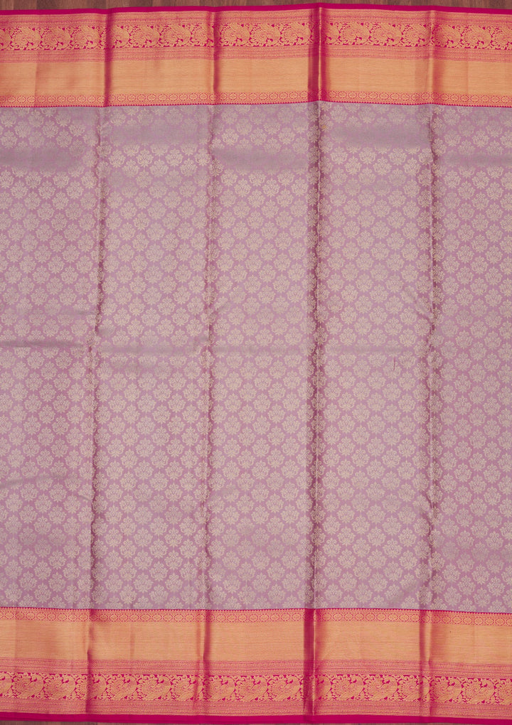 Lavender Zariwork Pure Silk Saree-Koskii