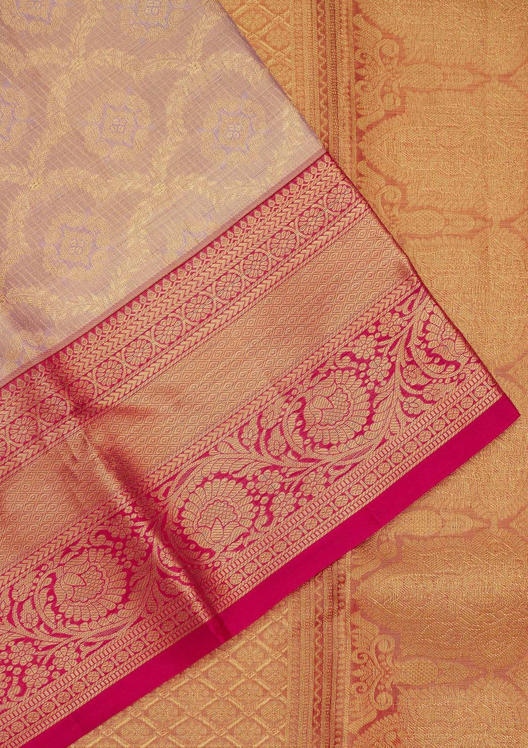 Lavender Zariwork Pure Silk Saree-Koskii