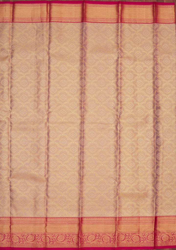 Lavender Zariwork Pure Silk Saree-Koskii