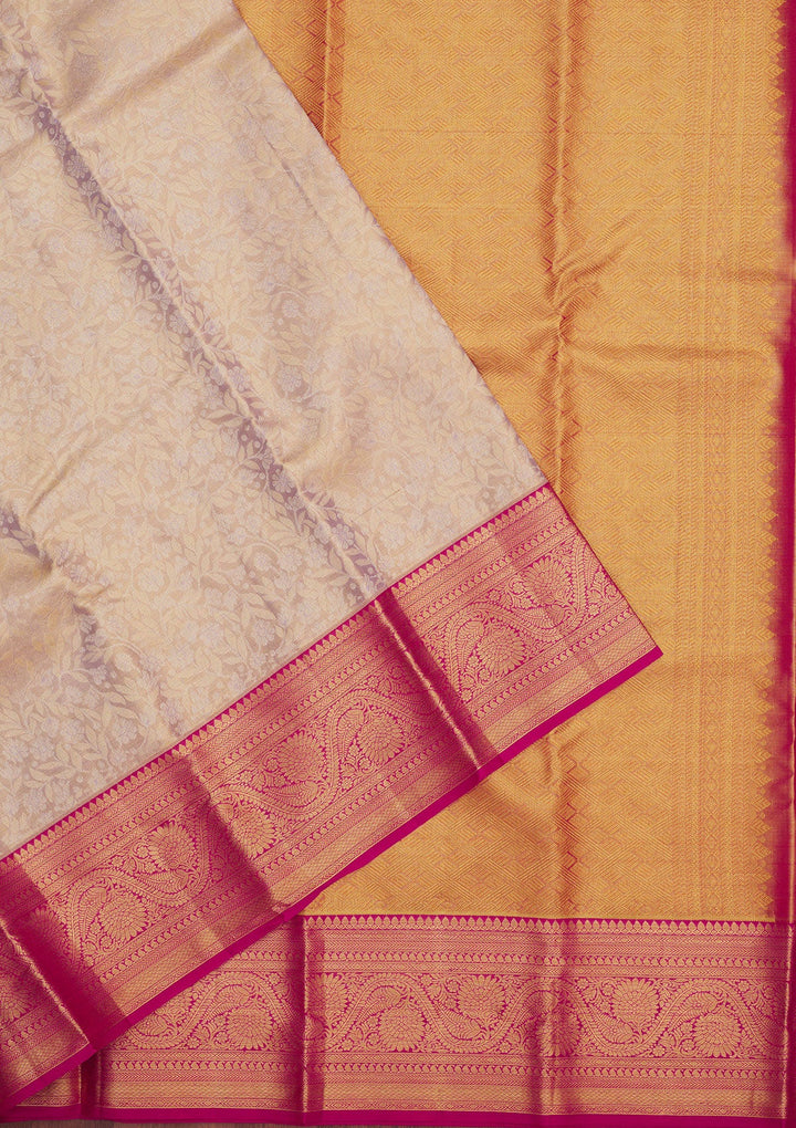 Lavender Zariwork Pure Silk Saree-Koskii
