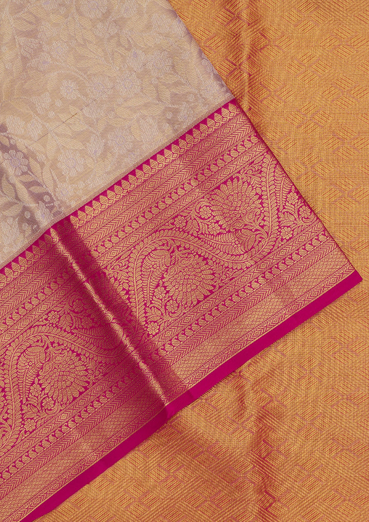 Lavender Zariwork Pure Silk Saree-Koskii