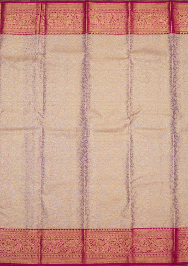 Lavender Zariwork Pure Silk Saree-Koskii