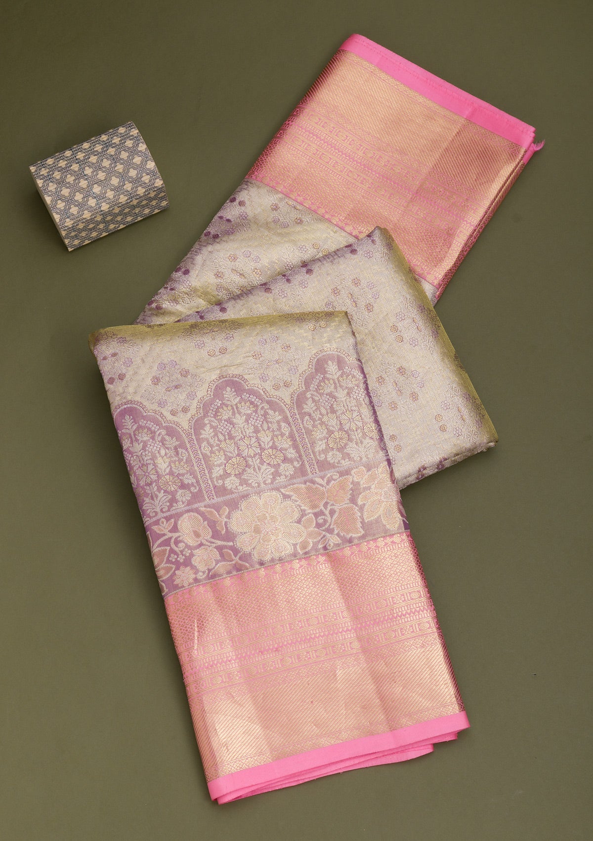 Lavender Zariwork Pure Silk Saree-Koskii