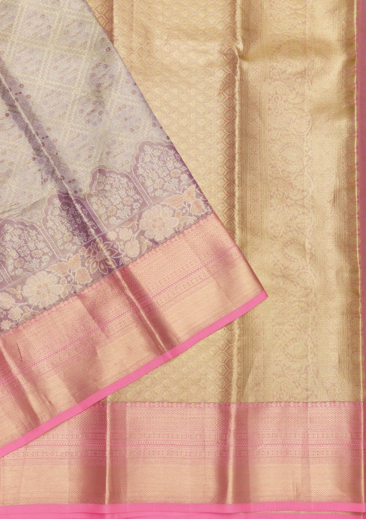 Lavender Zariwork Pure Silk Saree-Koskii