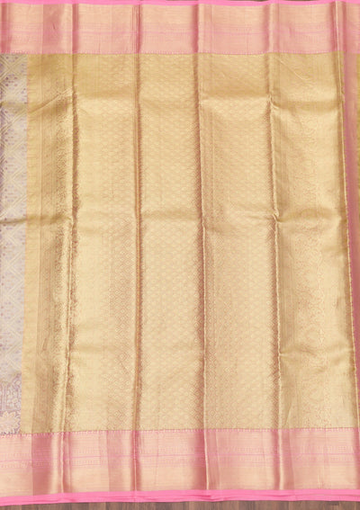 Lavender Zariwork Pure Silk Saree-Koskii