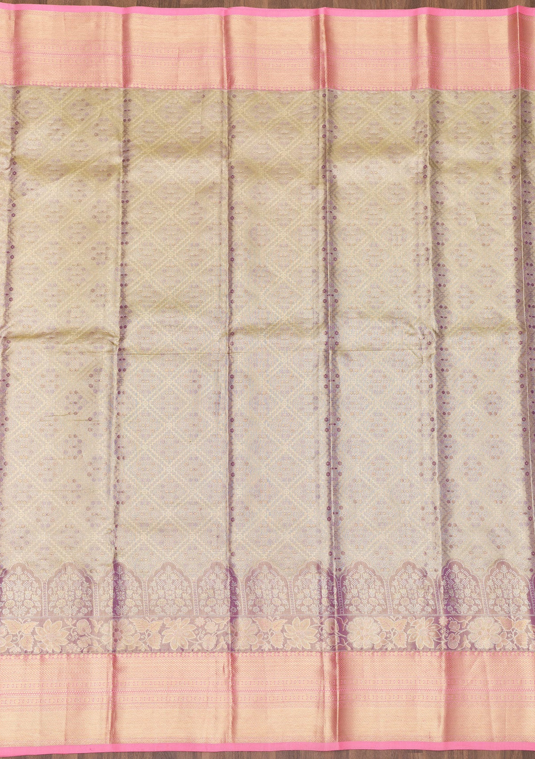 Lavender Zariwork Pure Silk Saree-Koskii