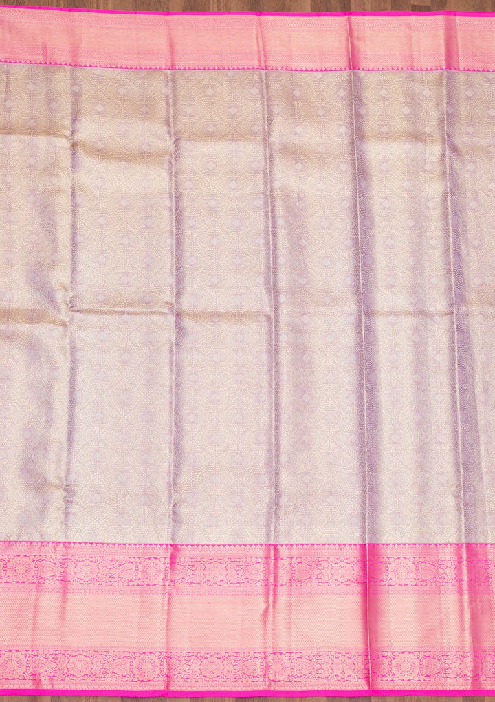 Lavender Zariwork Pure Silk Saree-Koskii