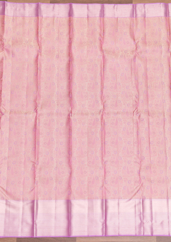 Lavender Zariwork Pure Silk Saree-Koskii