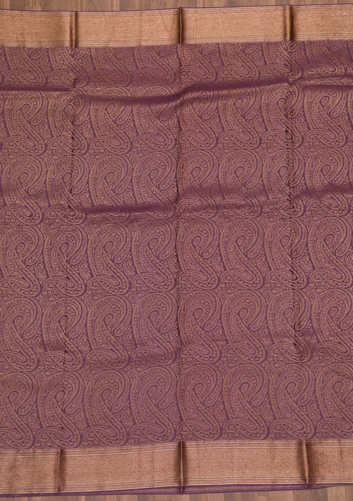 Lavender Zariwork Pure Silk Saree-Koskii