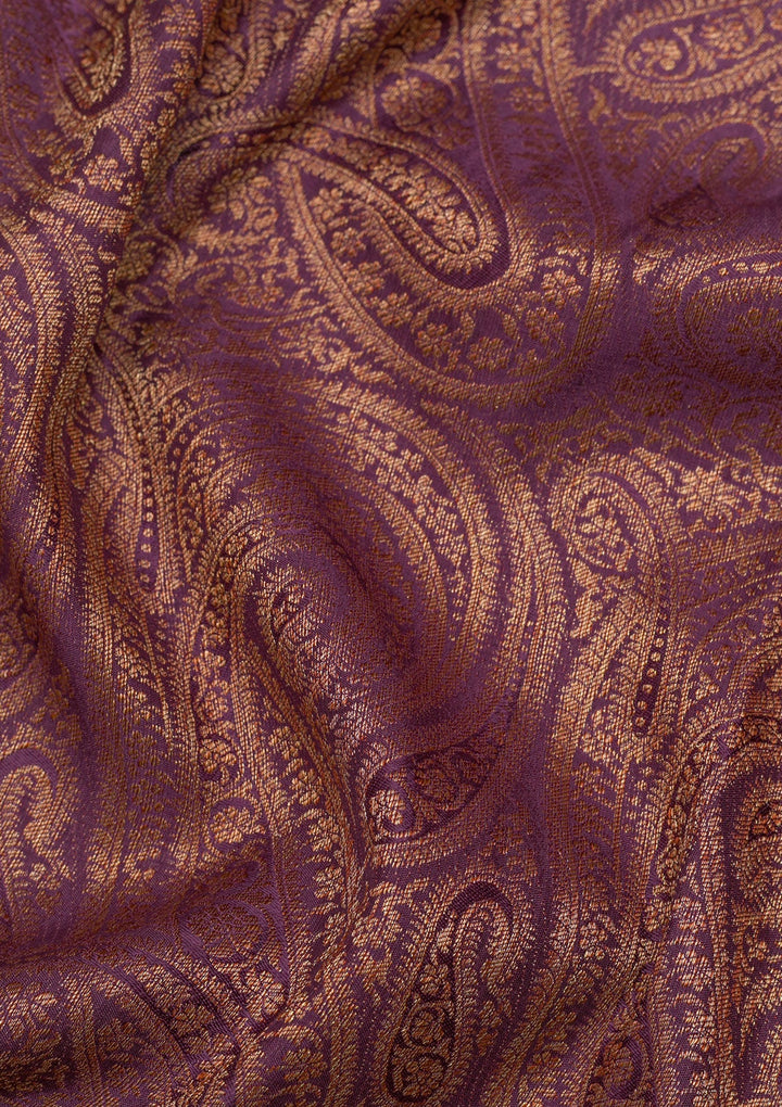 Lavender Zariwork Pure Silk Saree-Koskii