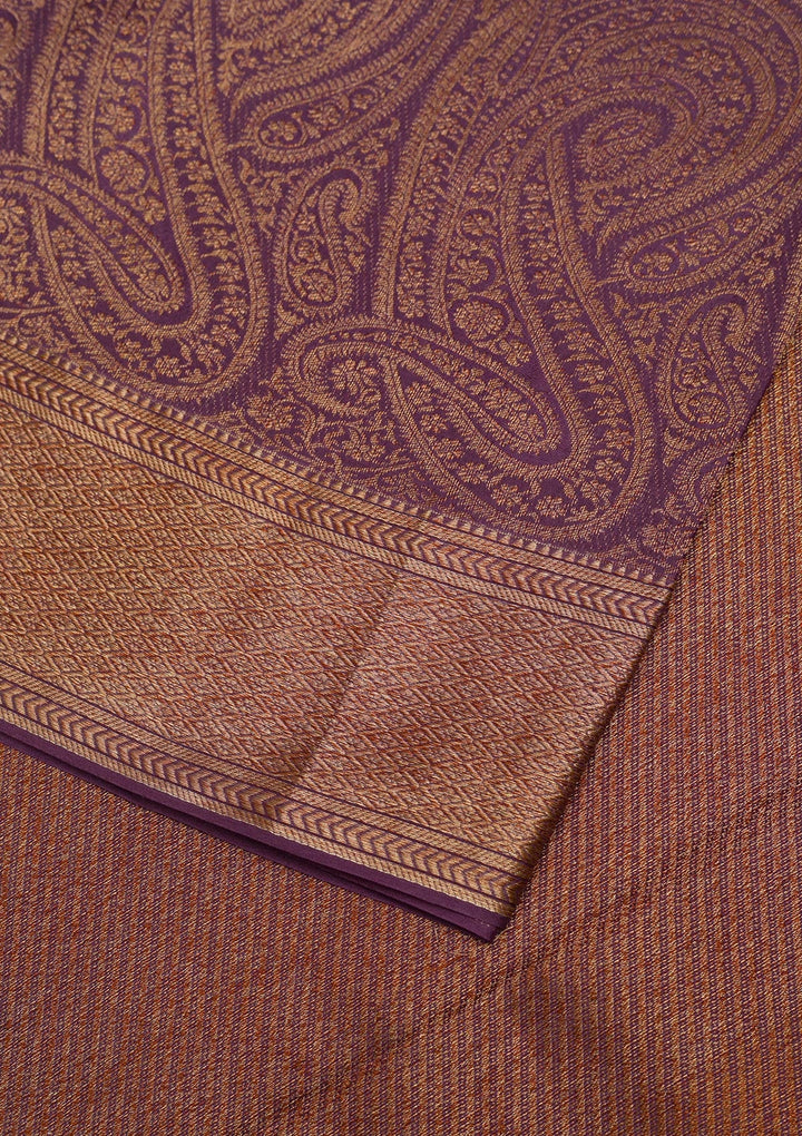 Lavender Zariwork Pure Silk Saree-Koskii