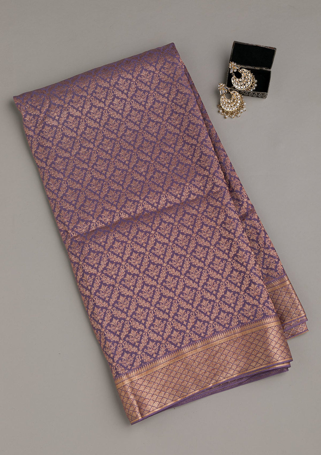 Lavender Zariwork Pure Silk Saree-Koskii