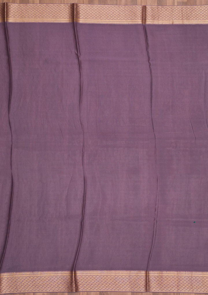 Lavender Zariwork Pure Silk Saree-Koskii