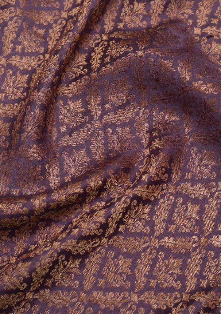 Lavender Zariwork Pure Silk Saree-Koskii
