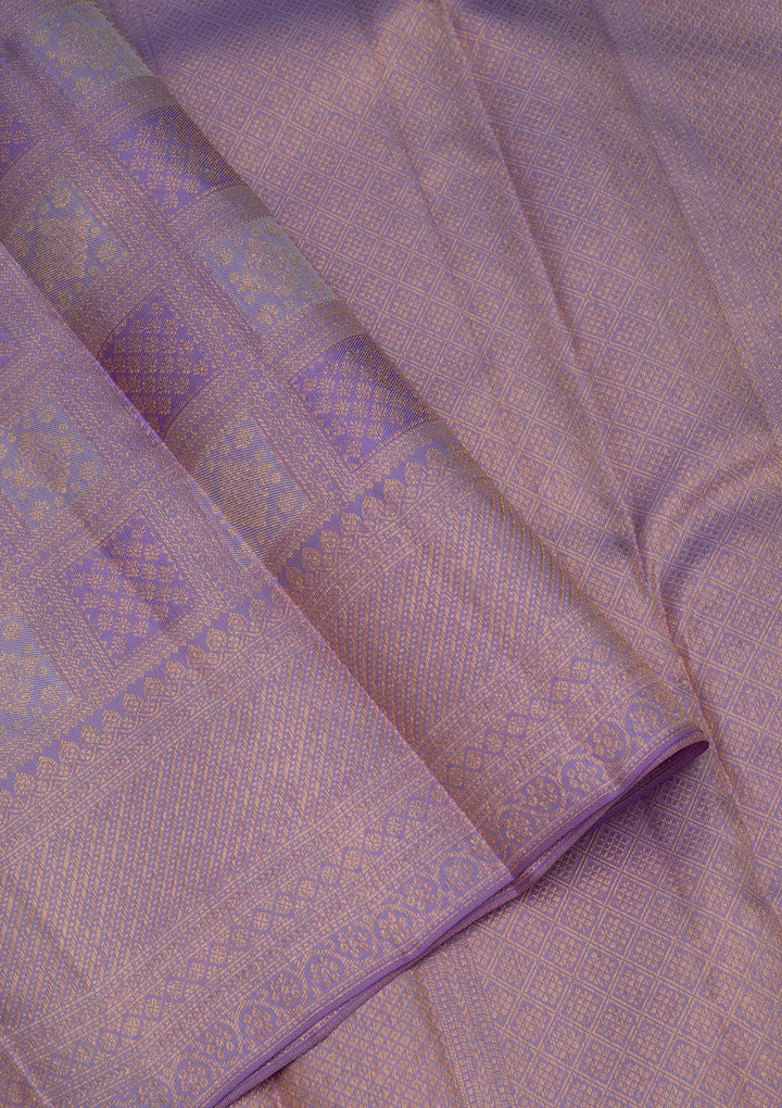 Lavender Zariwork Pure Silk Saree-Koskii
