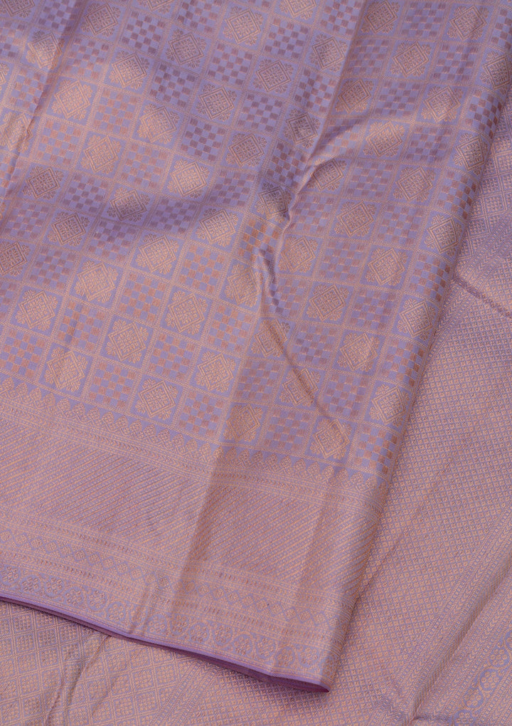 Lavender Zariwork Pure Silk Saree-Koskii