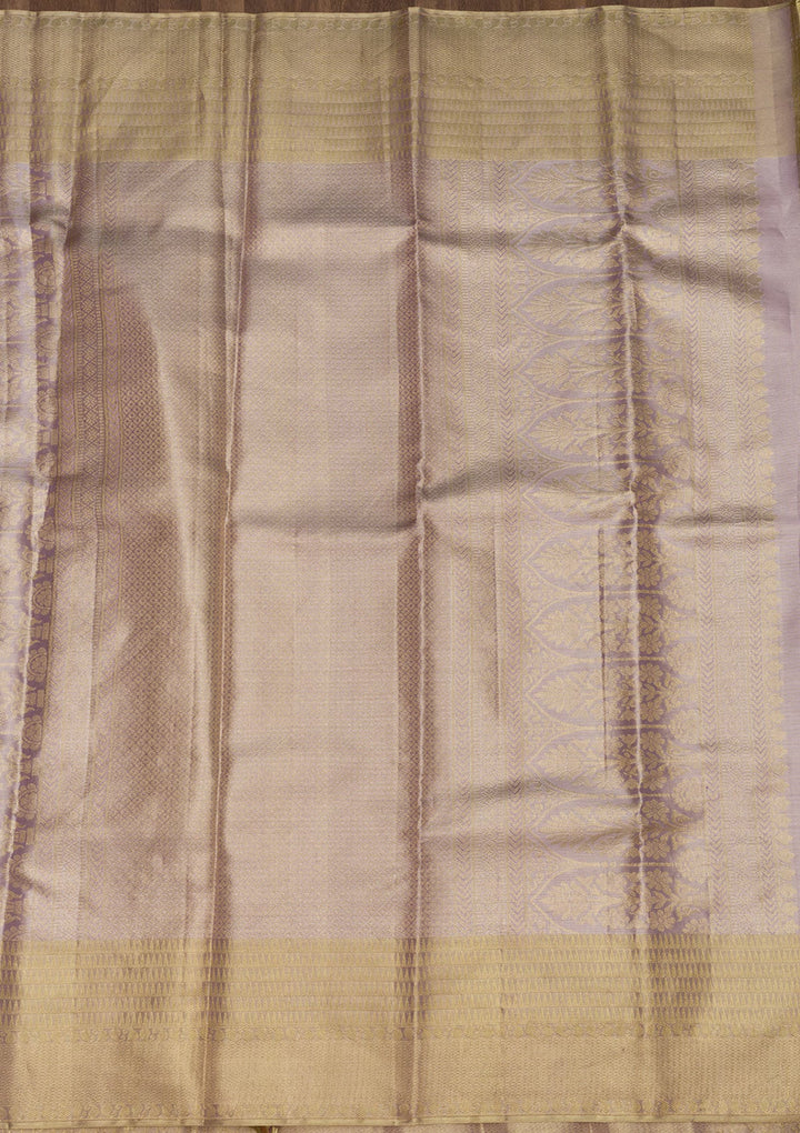 Lavender Zariwork Pure Silk Saree-Koskii