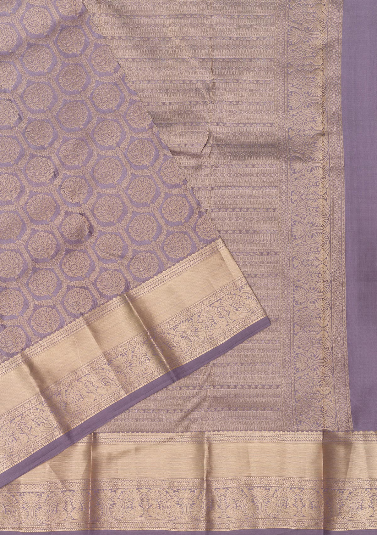 Lavender Zariwork Pure Silk Saree-Koskii