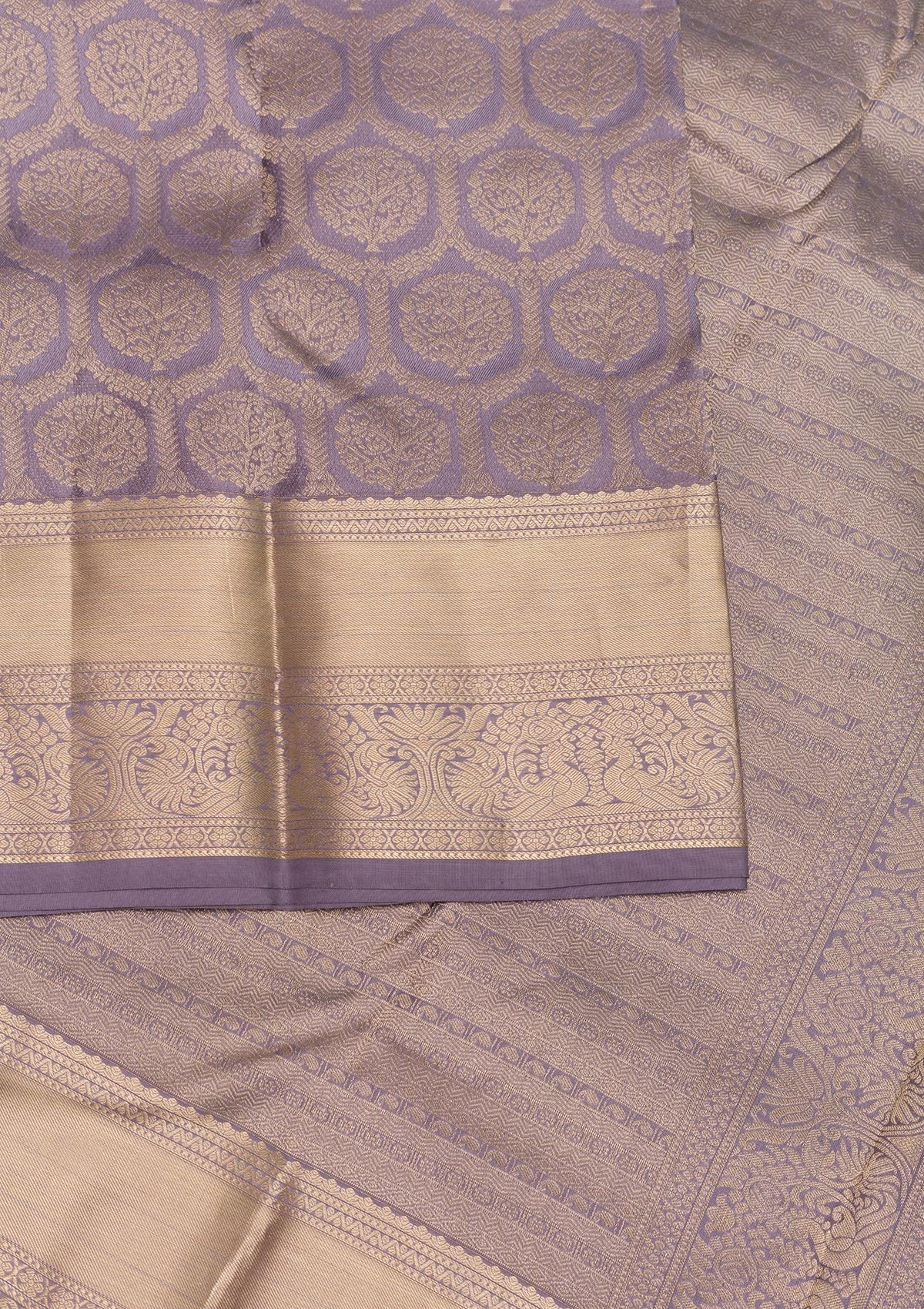 Lavender Zariwork Pure Silk Saree-Koskii