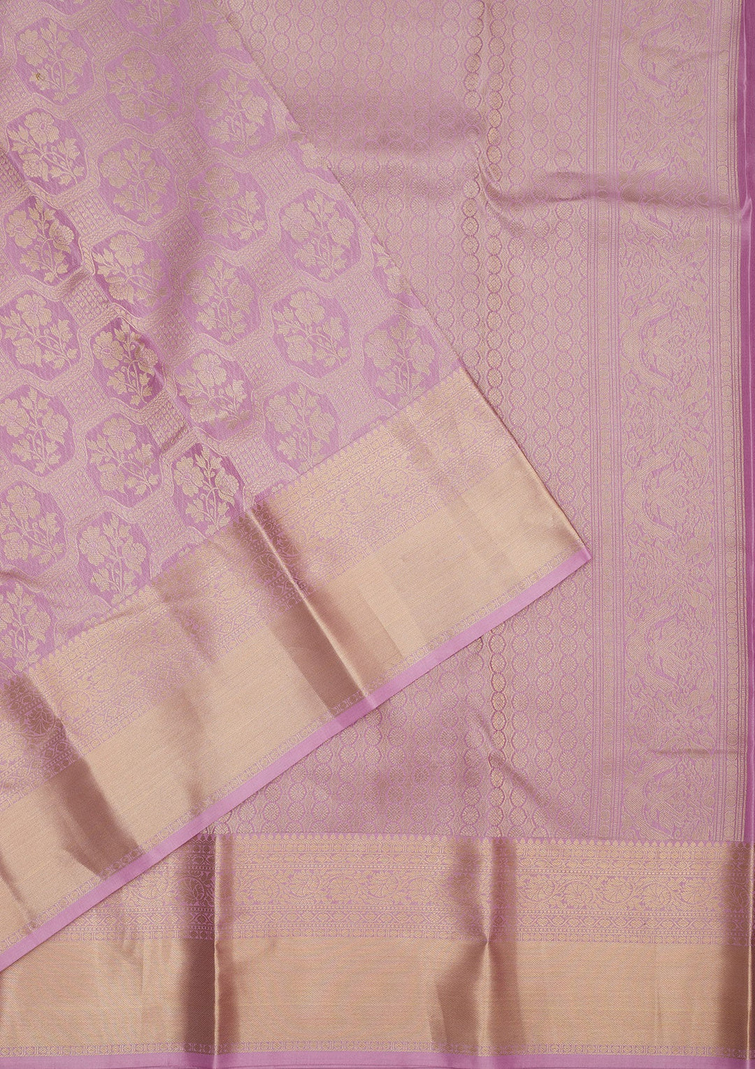 Lavender Zariwork Pure Silk Saree-Koskii