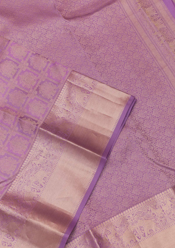 Lavender Zariwork Pure Silk Saree-Koskii