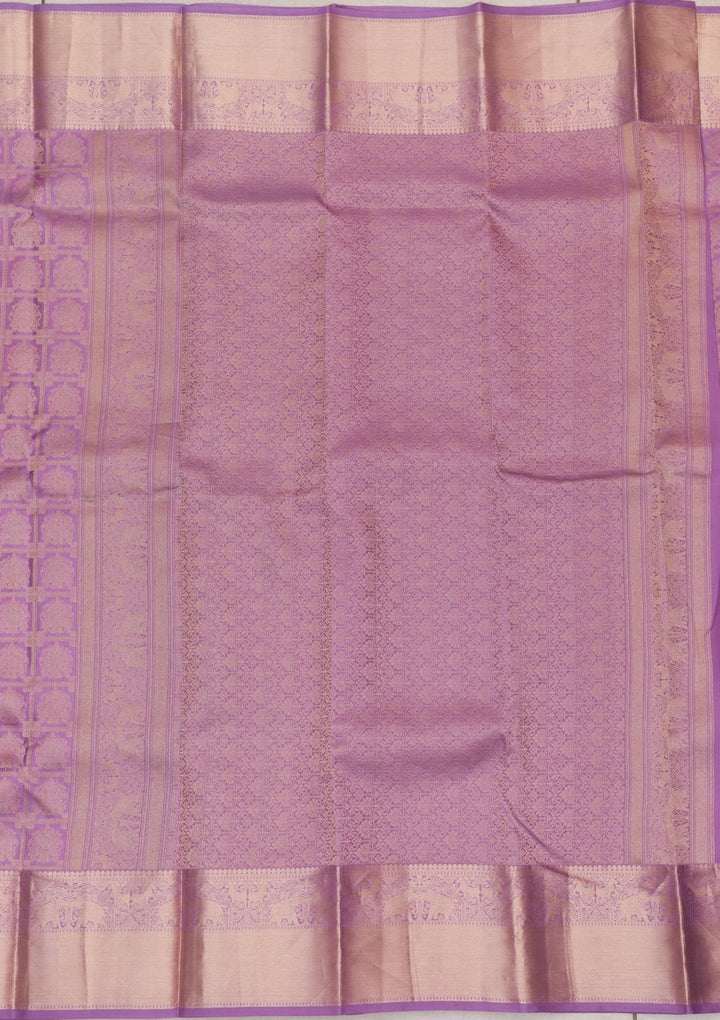 Lavender Zariwork Pure Silk Saree-Koskii