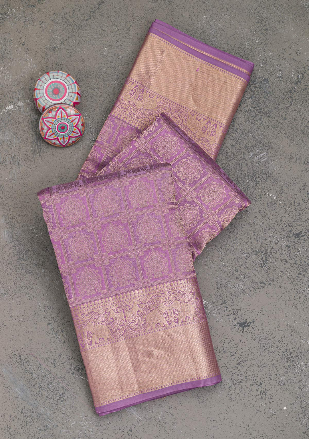 Lavender Zariwork Pure Silk Saree-Koskii