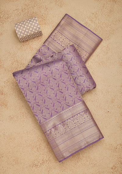 Lavender Zariwork Pure Silk Saree-Koskii