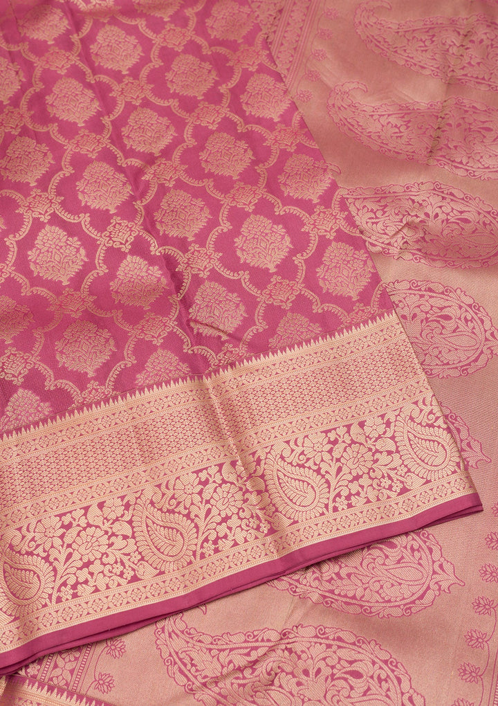 Lavender Zariwork Pure Silk Saree-Koskii