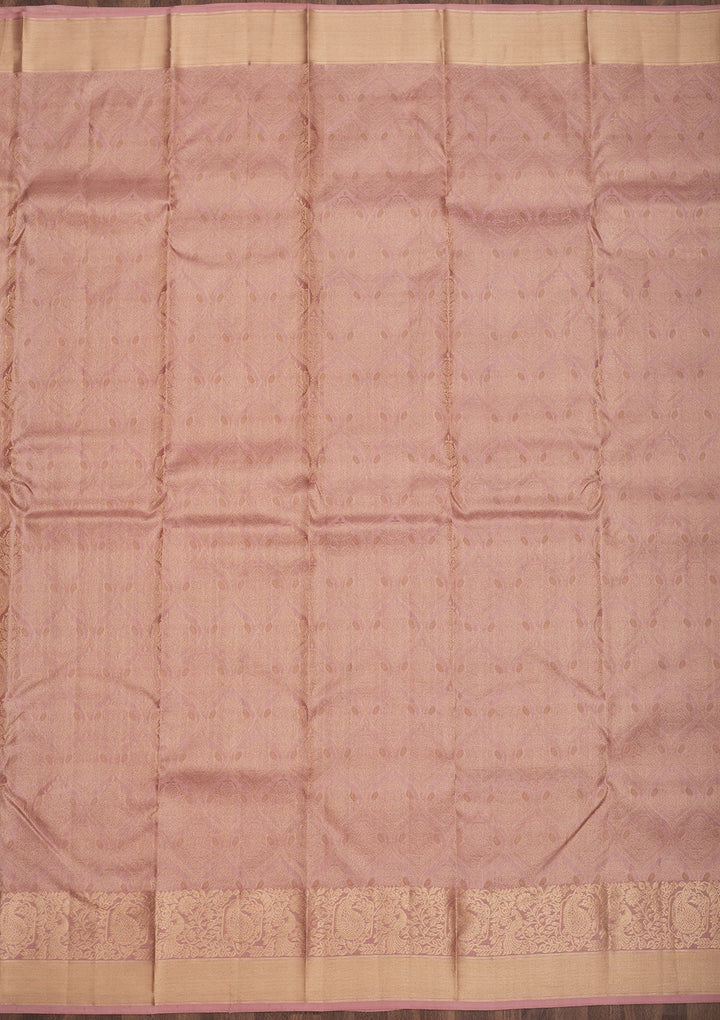 Lavender Zariwork Pure Silk Saree-Koskii