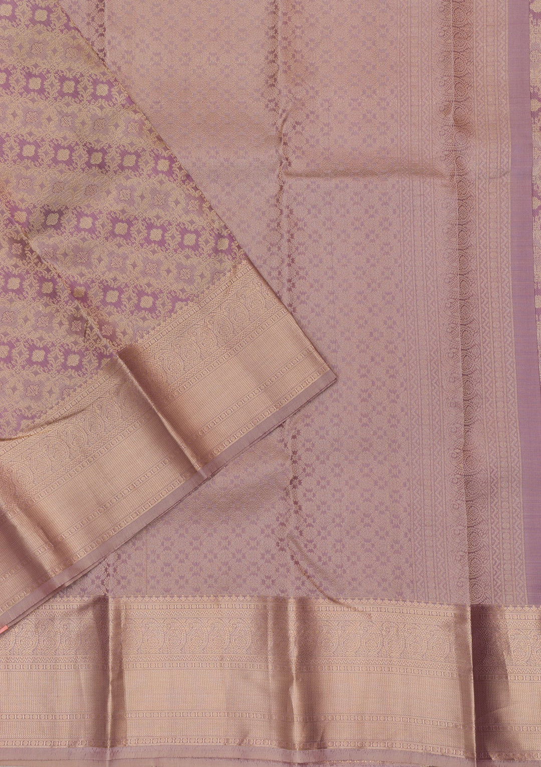 Lavender Zariwork Pure Silk Saree-Koskii
