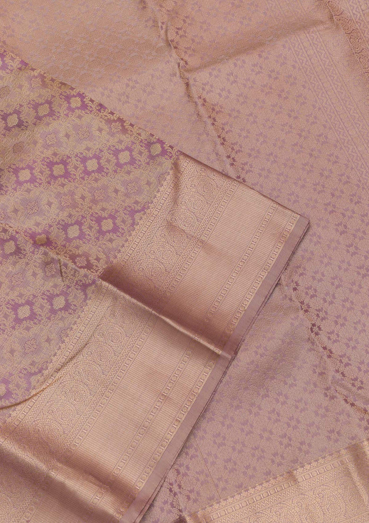 Lavender Zariwork Pure Silk Saree-Koskii
