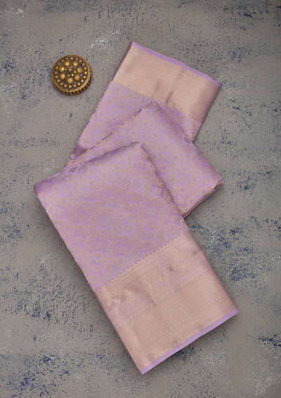 Lavender Zariwork Pure Silk Saree-Koskii