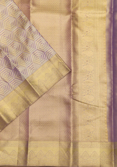 Lavender Zariwork Pure Silk Saree-Koskii