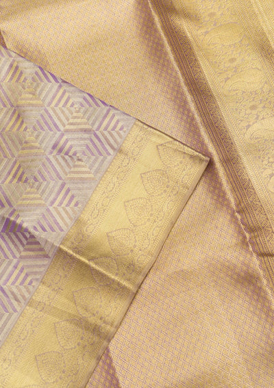 Lavender Zariwork Pure Silk Saree-Koskii