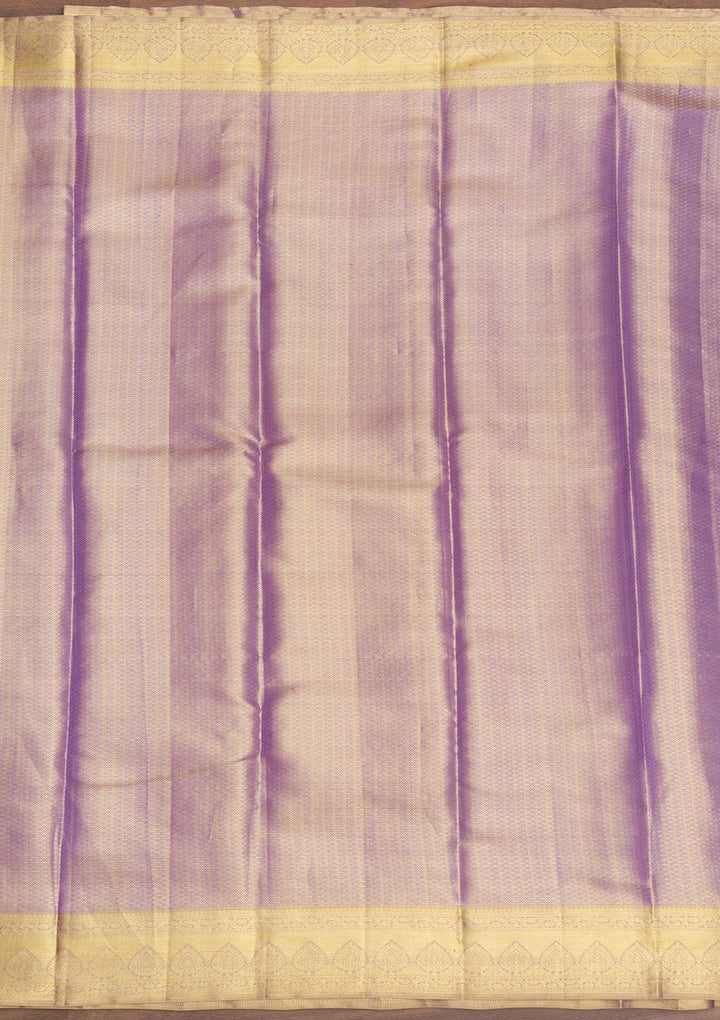 Lavender Zariwork Pure Silk Saree-Koskii