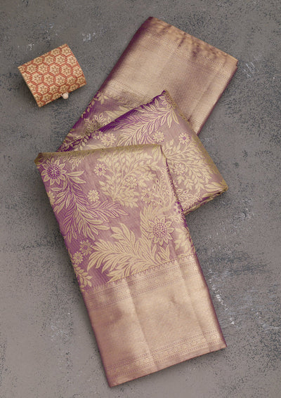 Lavender Zariwork Pure Silk Saree-Koskii