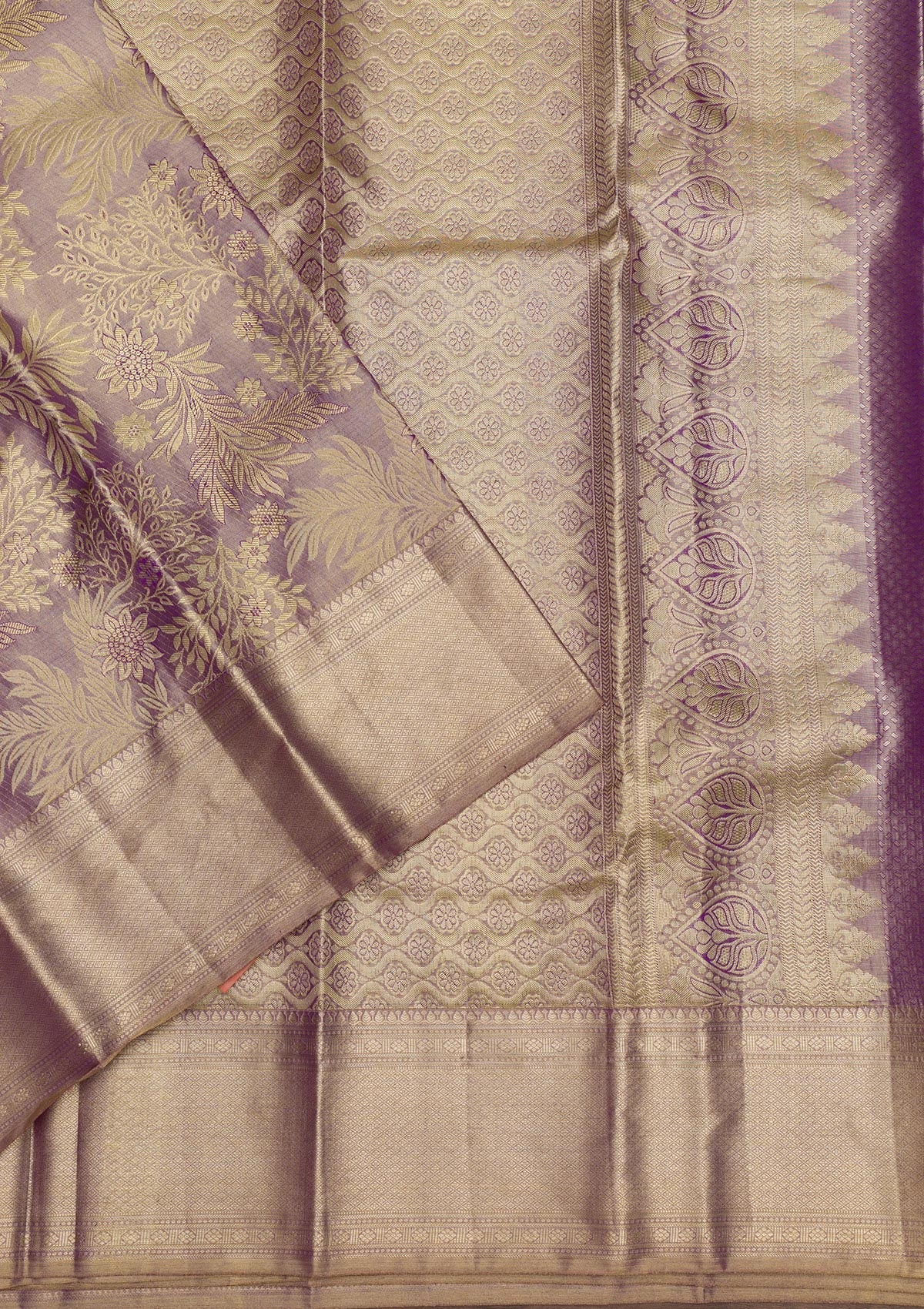 Lavender Zariwork Pure Silk Saree-Koskii