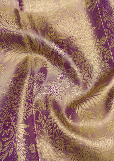 Lavender Zariwork Pure Silk Saree-Koskii